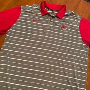 Nike Gray and Red Striped Polo Shirt
